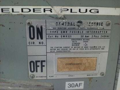 GE TYPE QMR QMR321L & QMR321R TWIN FUSIBLE INTERRUPTER SWITCH 30A  W/ HARDWARE