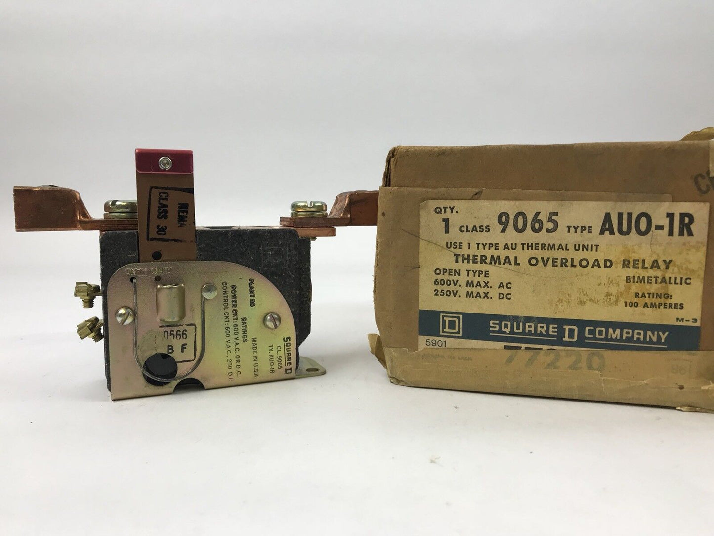 Square D 9065 AUO-1R Thermal Overload Relay 600 V Max AC 250 V Max DC 100 Amp