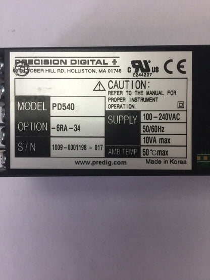 PRECISION DIGITAL PD540-6RA-34 DIGITAL CONTROLLER 100-240VAC 50/60HZ 10VA