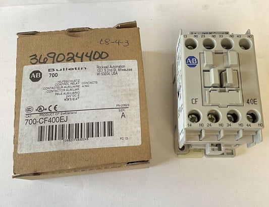ALLEN BRADLEY 700-CF400EJ CONTACTOR SER.A 24VDC