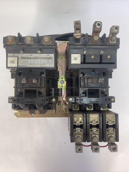 ALLEN BRADLEY 505-DOD-7 SIZE 3 REVERSING STARTER 90A 600VAC 50HP COIL 115-120V