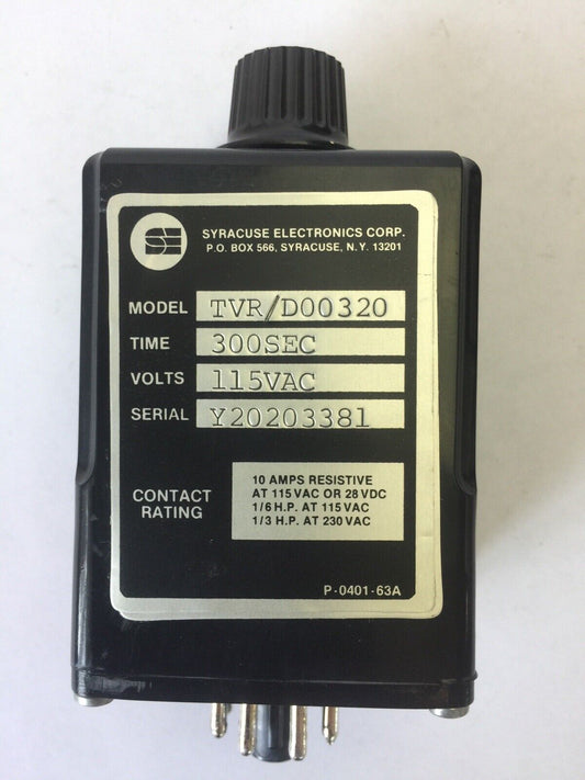 SYRACUSE ELECTRONICS TVR/D00320 TIME DELAY RELAY 115VAC 300SEC