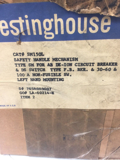 WESTINGHOUSE SM150L SAFETY HANDLE MECHANISM TYPE SM FOR AB DE-ION CIRCUIT BREAKE