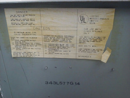 GENERAL ELECTRIC QMR324R TYPE QMR FUSIBLE INTERUPTER SWITCH 200A 240V W/HARDWARE