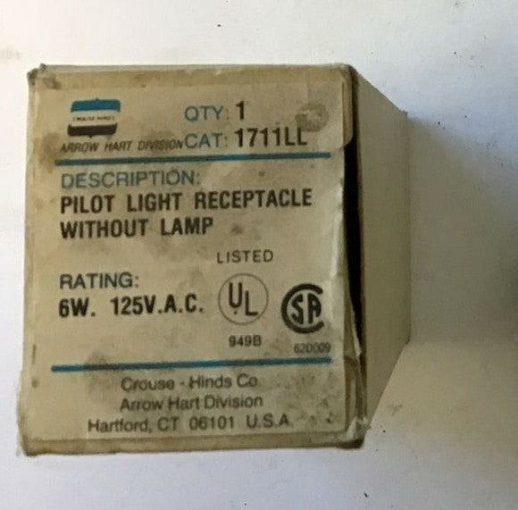ARROW HART 1711LL PILOT LIGHT RECEPTACLE W/O LAMP 125V 6W