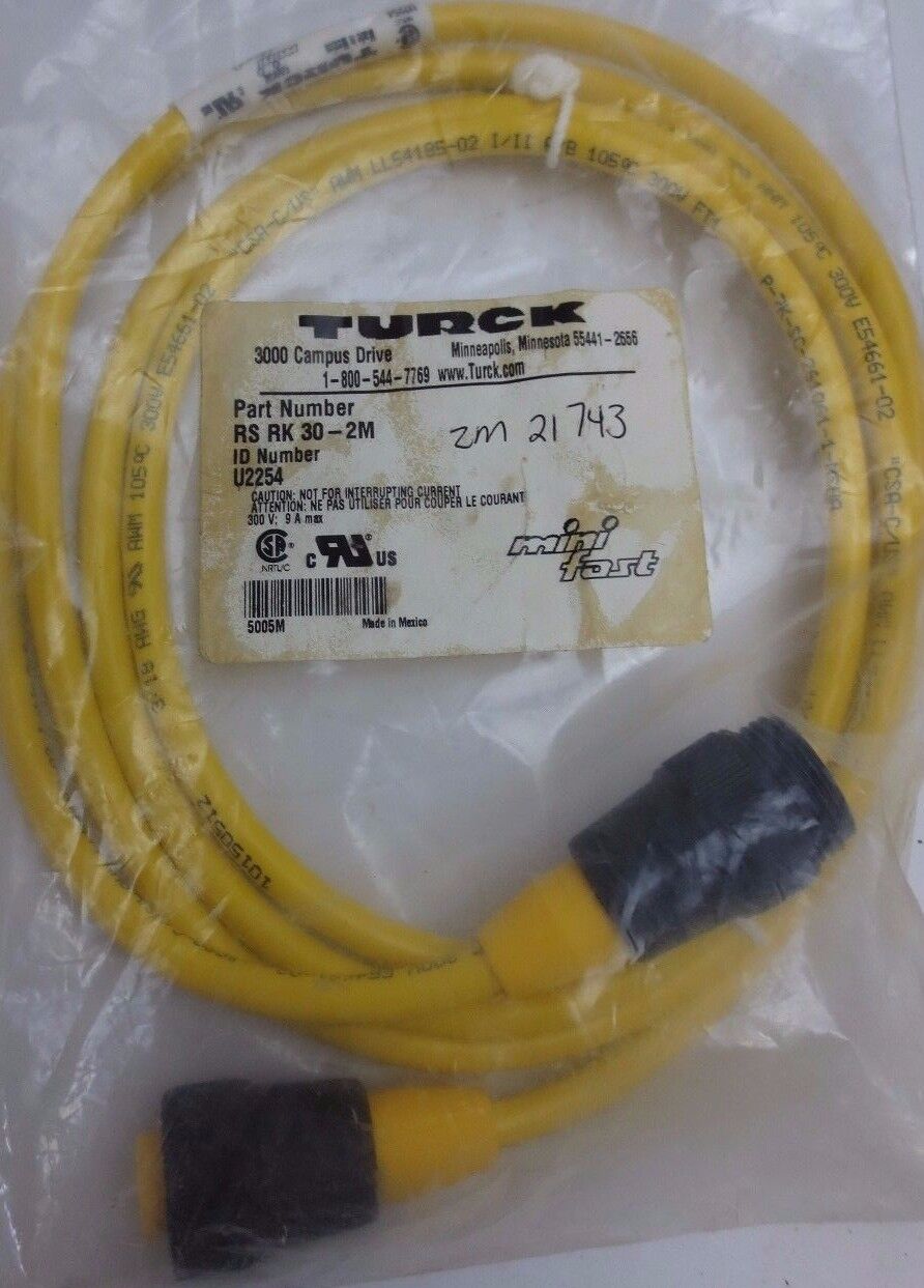 TURCK RS RK30-2M / U2254 MINI-FAST CORDSET - 300V, 9A - NEW SURPLUS