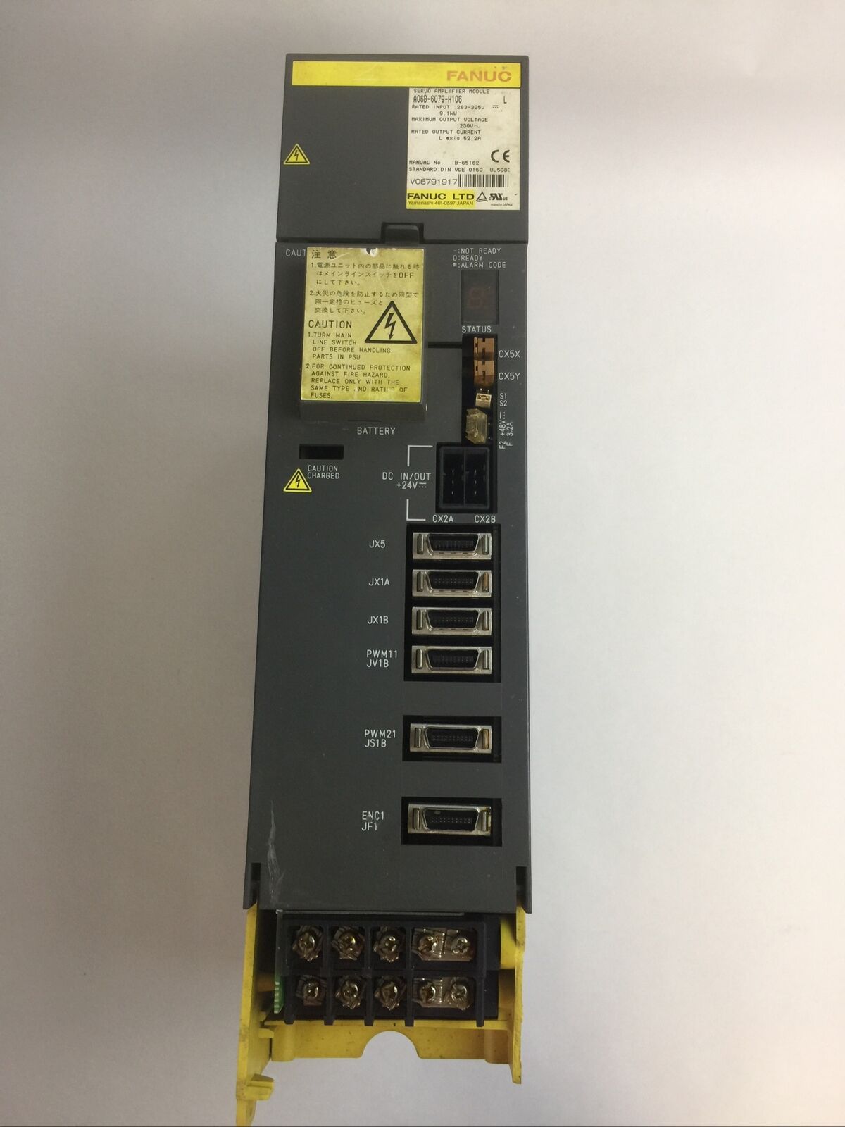 FANUC A06B-6079-H106 SERVO AMPLIFIER MODULE INPUT 283-325VDC OUTPUT 230VAC