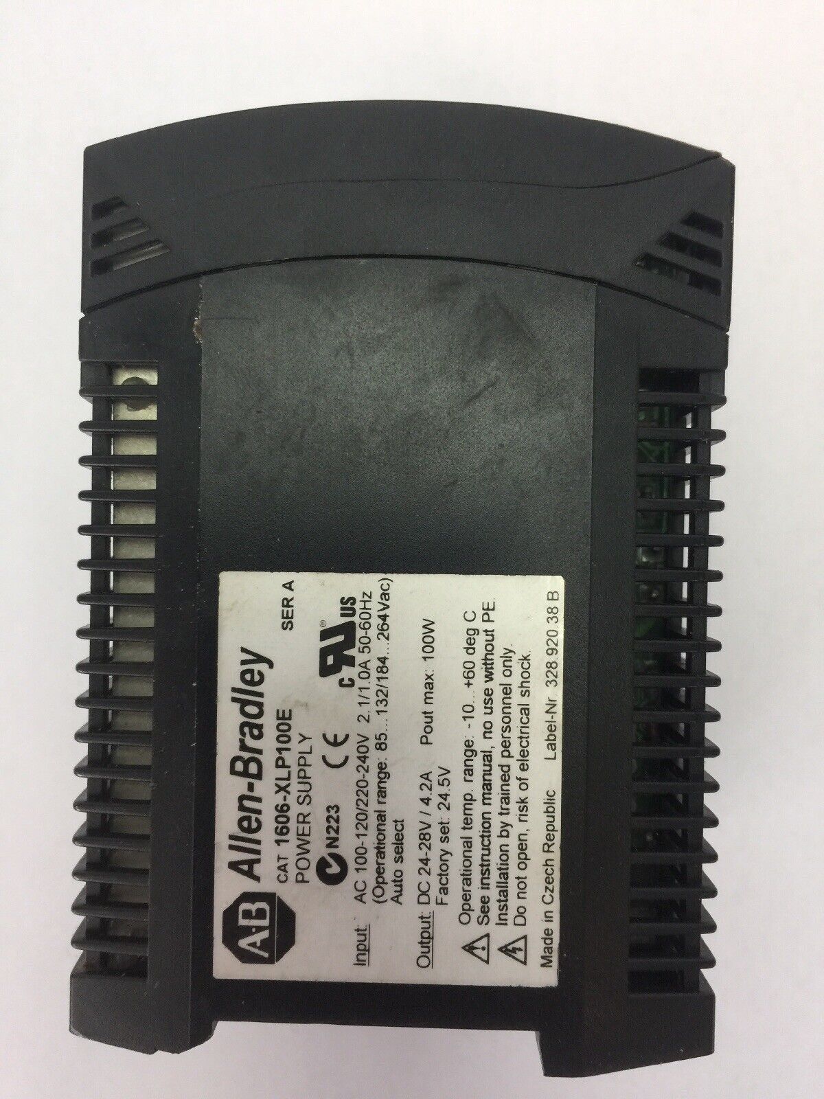 ALLEN BRADLEY 1606-XLP100E POWER SUPPLY OUTPUT 24-28VDC 4.2A POUT MAX 100W