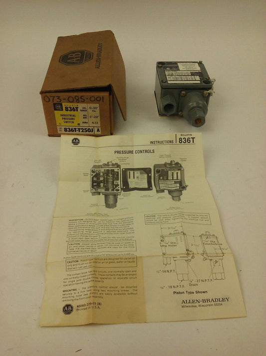 ALLEN BRADLEY 836T-T250J, SERIES A, INDUSTRIAL PRESSURE SWITCH, NEW
