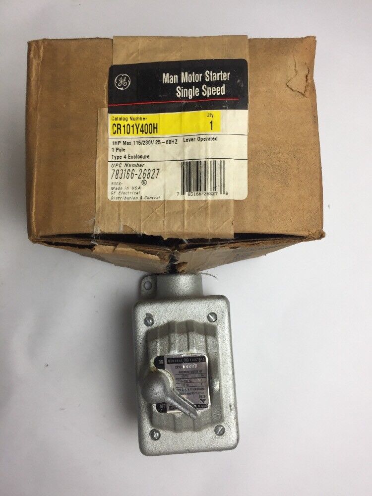 GE CR101Y400H MAN MOTOR STARTER SINGLE SPEED 1HP MAX 115/230V 25-60HZ 1 POLE