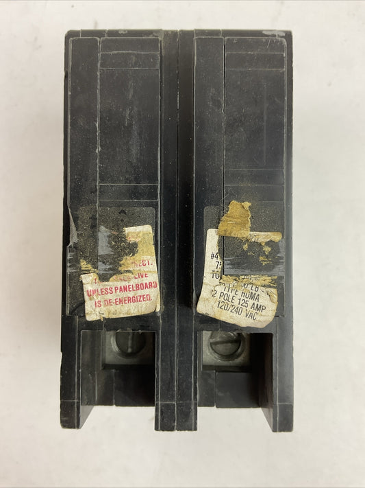 SQUARE D HOML2125 CIRCUIT BREAKER 2POLE 125AMP 120/240VAC SUB-FEED LUG