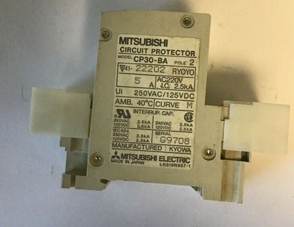 MITUBISHI CP30-BA 5AMP CIRCUIT PROTECTOR 2POLE 250VAC/125VDC