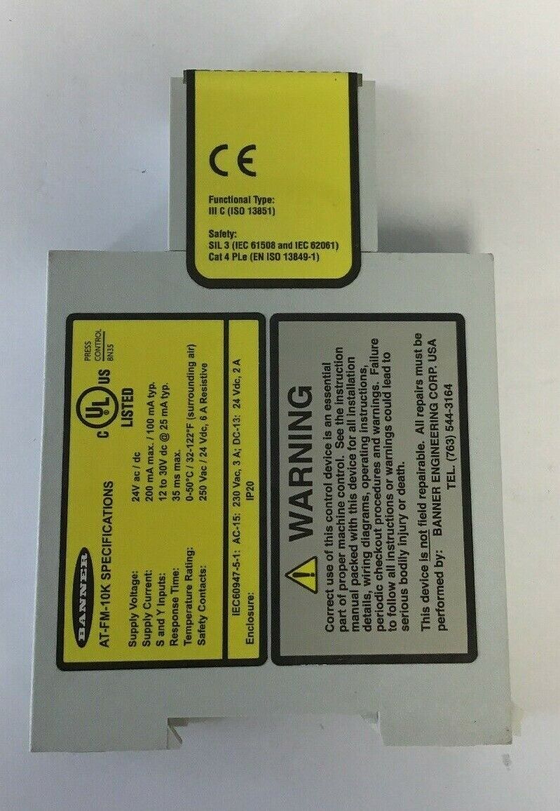 BANNER AT-FM-10K SAFETY RELAY 24VDC**** (PARTS ONLY) NOT WORKING*****