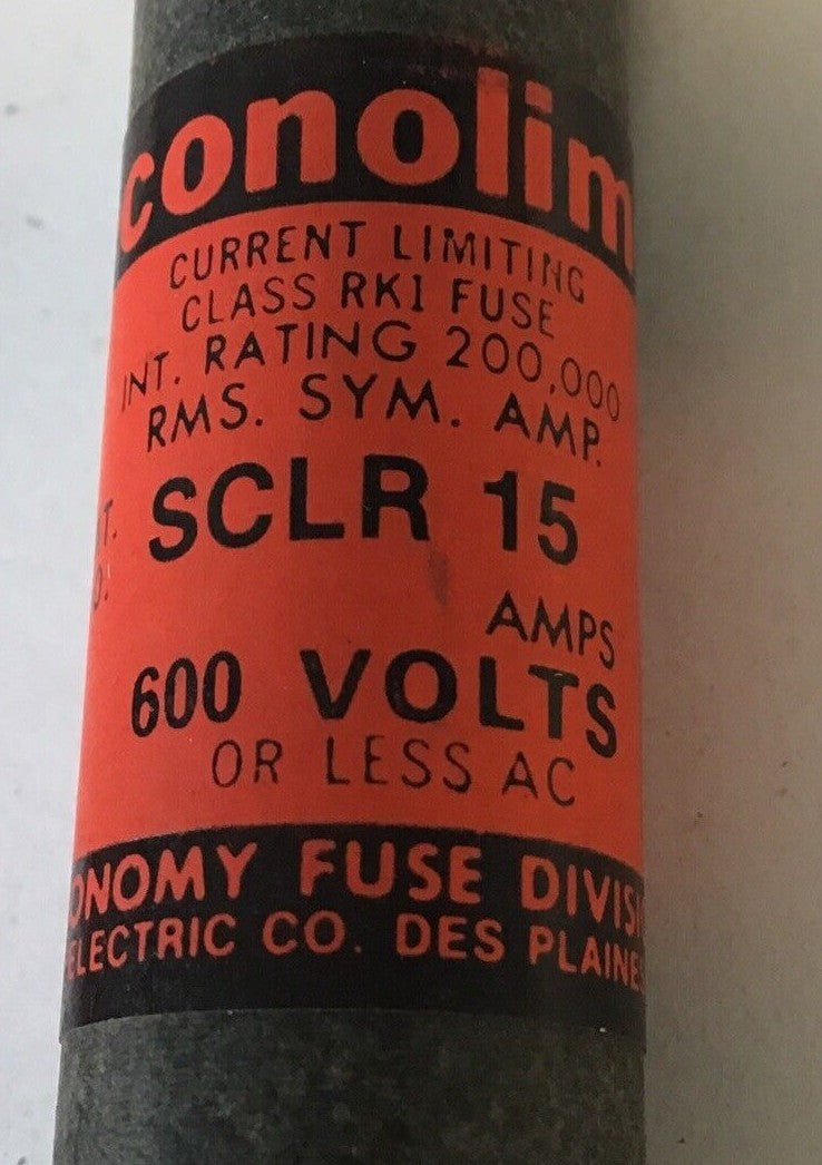 ECONOMY SCLR 15 FUSE 600VAC 15AMP CLASS RK1 CURRENT LIMITING ***LOTOF4***