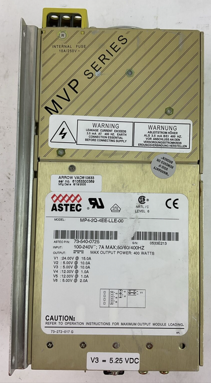 ASTEC MP4-2Q-4EE-LLE-00 POWER SUPPLY OUTPUT 24VDC @ 150A 400W INPUT 100-240VAC