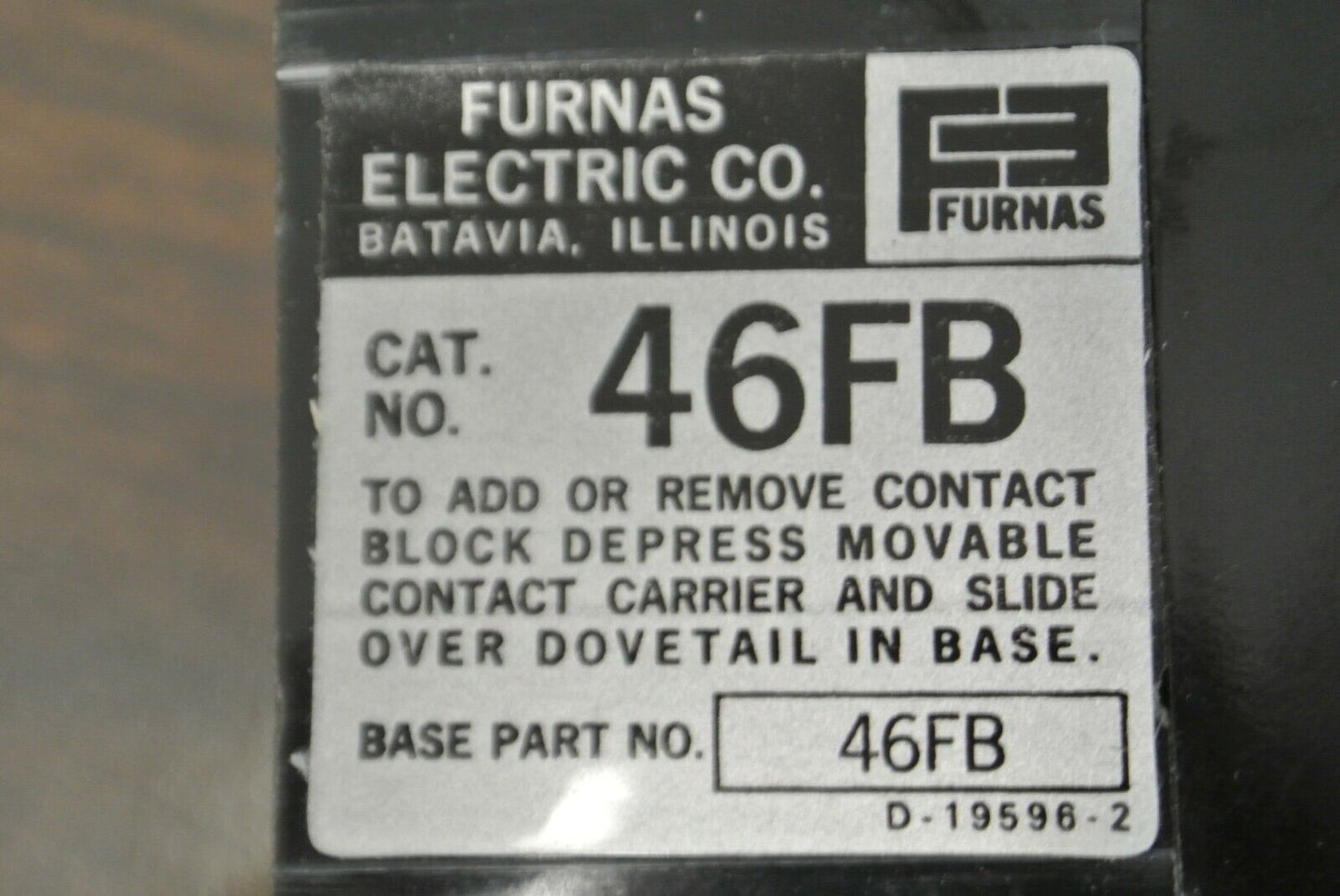 FURNAS 46FBE30 CONTROL RELAY / 10A / 600VAC / 115V COIL / NEW SURPLUS