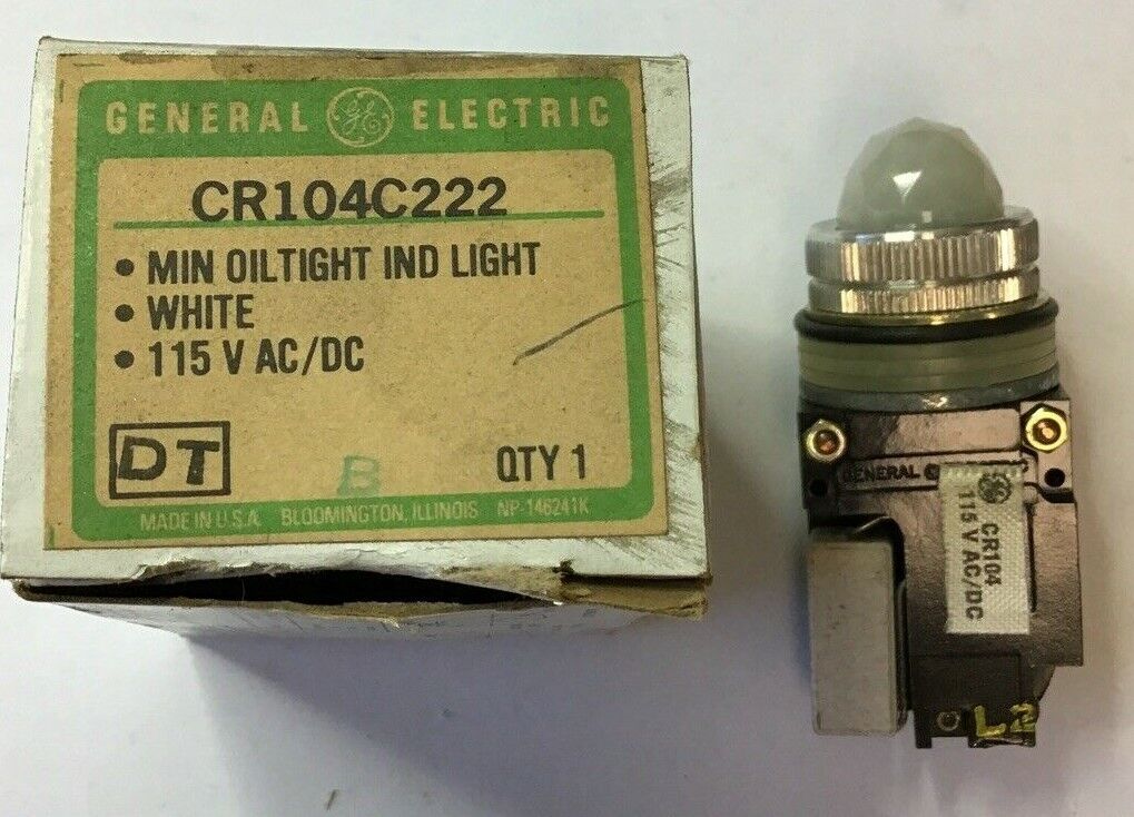 GENERAL ELECTRIC CR104C222 OILTIGHT INDICATOR LIGHT WHITE 115V AC/DC