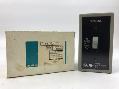 Siemens SMF FG6 Manual Starter Max Voltage/HP 227VAC 1 HP 230VDC .75 HP