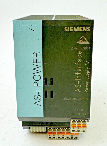SIEMENS - 3RX9-502-0BA00 - AS INTERFACE POWER SUPPLY - 5A, 230 VAC, 50-60Hz