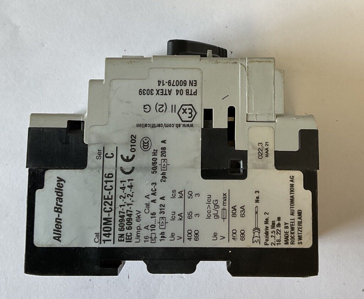 ALLEN BRADLEY 140M-C2E-C16 STARTER SER.C 10-16A W/140M-C-AFAR10A10 SER.A