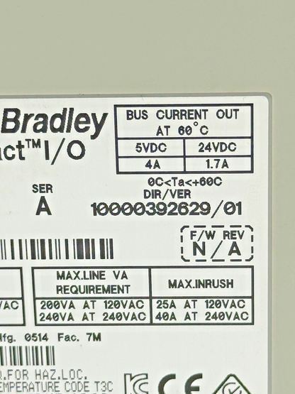 ALLEN-BRADLEY - 1769-PA4 SER. A, F/W REV. N/A, DIR/VER 10000392629/01 - PWR SPLY