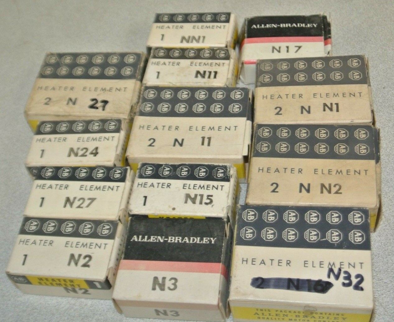 LOT of 16 ALLEN-BRADLEY OVERLOAD HEATER ELEMENTS / N- & NN-series / LIST BELOW