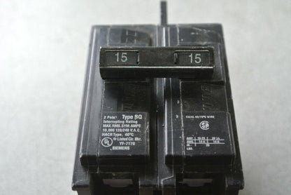 SIEMENS BQ2B015L CIRCUIT BREAKER 120/240VAC, 15A, 2-POLE - COMMON TRIP