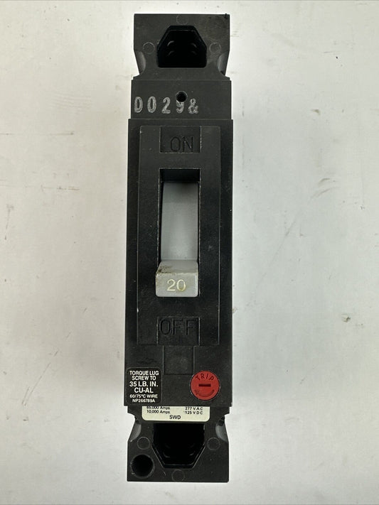 GE THED113020 277VAC 125VDC 20AMP 1POLE CIRCUIT BREAKER (LOT OF 10)