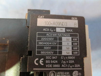 ALLEN-BRADLEY 100-A09ND3, Ser. B CONTACTOR / RELAY