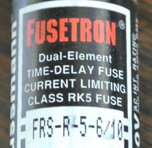 COOPER BUSSMANN FRS-R-5-6/10 FUSETRON CLASS RK5 FUSES - EACH - NEW SURPLUS