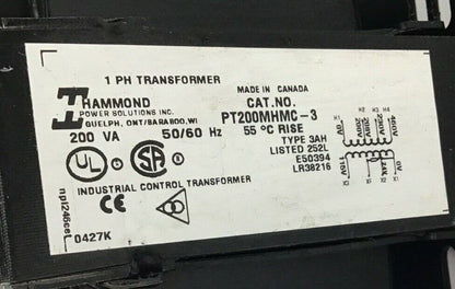 HAMMOND PT200MHMC-3 1PH TRANSFORMER  W/ 30322R FUSE HOLDER***LOTOF3***