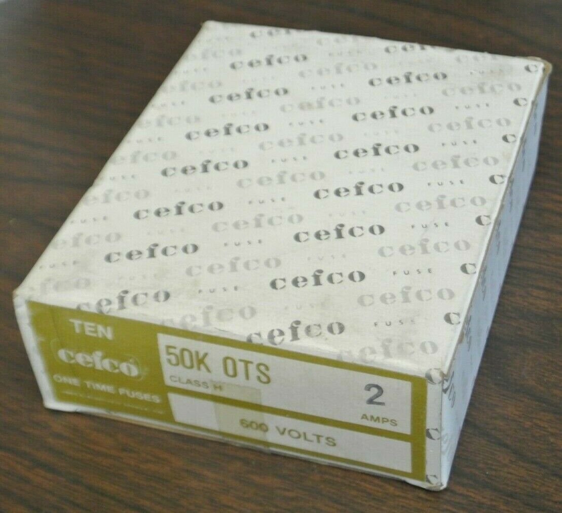 BOX of 10 / CEFCO 50K OTS2 ONE-TIME CLASS K-5FUSE / 2A / 600V / OTS-2