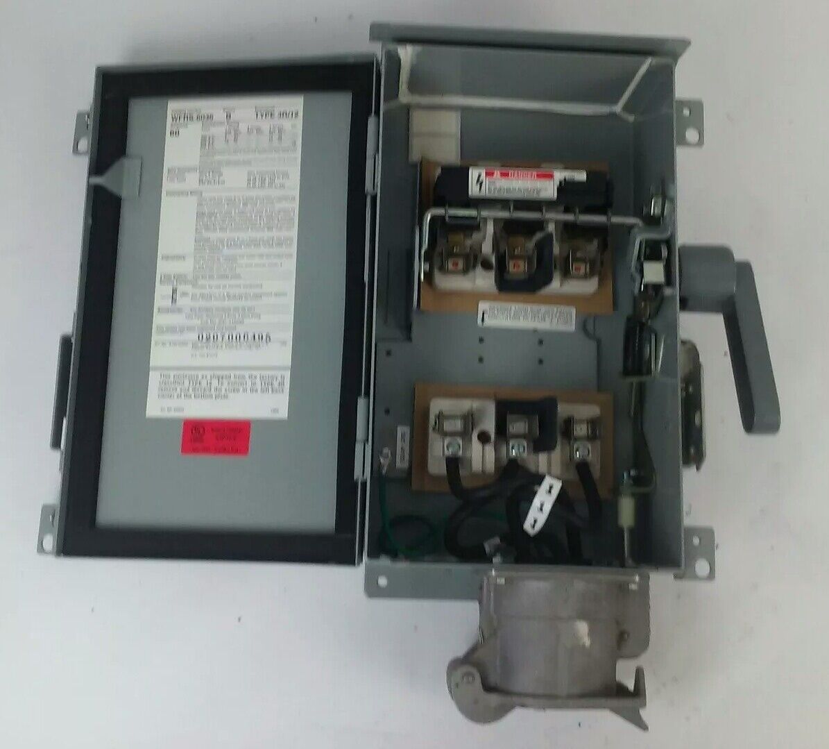 PYLE NATIONAL WFRS-6036 SAFETY SWITCH 3P 60A 600V 50HP TYPE 3R/12 RAINPROOF