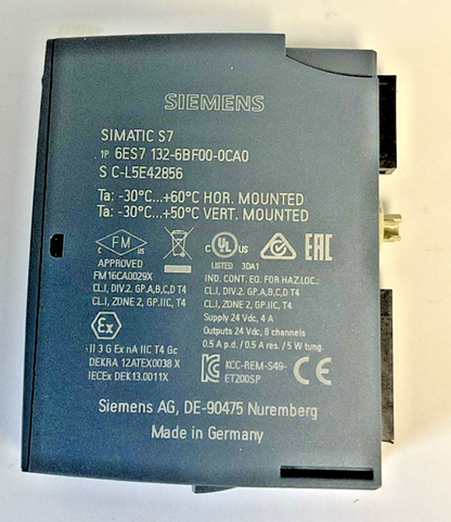 SIEMENS 6ES7 132-6BF00-0CA0 DIGITAL OUTPUT MODULE 24VDC 4A 8x24VDC/0.5A