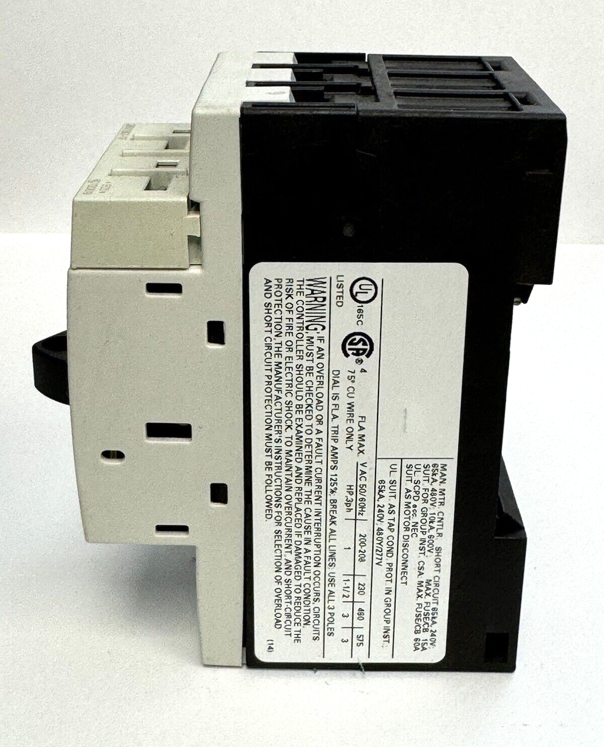 SIEMENS - 3RV1011-1EA10 - MOTOR PROTECTOR CIRCUIT BREAKER & 3RV1901-1F AUX. CONT