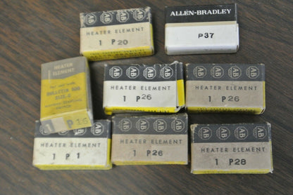 LOT of 8 / ALLEN-BRADLEY THERMAL OVERLOAD HEATER ELEMENTS P1, P16, P20, P26, P37