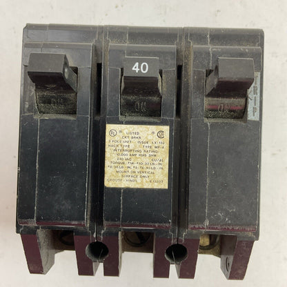 CROUSE-HINDS MP340 CIRCUIT BREAKER 40AMP 3POLE 240VAC