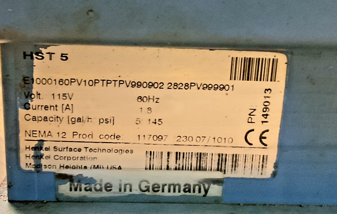 HENKEL HST5 METERING PUMP HST5 115V 60HZ 1.8A