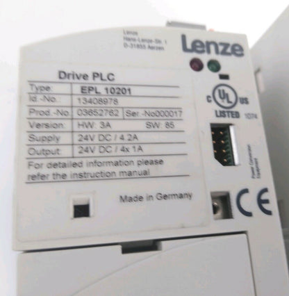 WEISS EF1503A ROTARY CONTROL SYSTEM W/ LENZE EPZ10201 APPL W/ D-31855 E82V152 4C