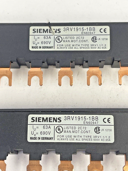 SIEMENS *LOT OF 2*- 3RV1915-1BB - BUSBAR - MODULAR SPACING 45 mm for 3 SWITCHES