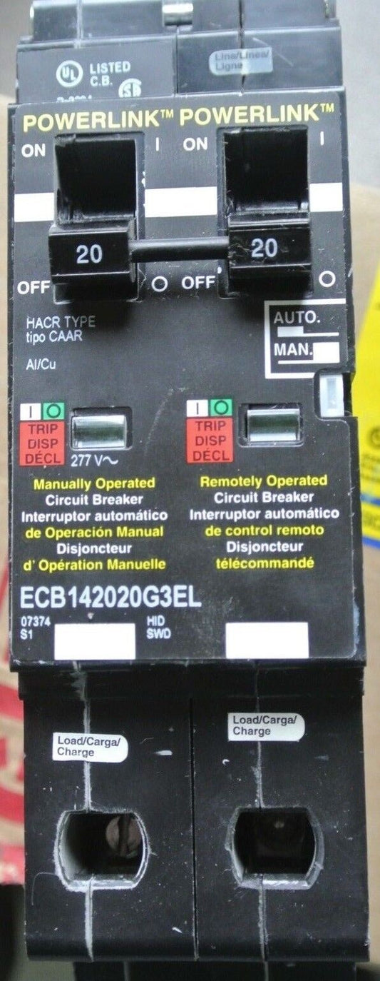 SQUARE D ECB142020G3EL POWERLINK CIRCUIT BREAKER 20A - 120V ~ 65kA, 277V ~ 14kA