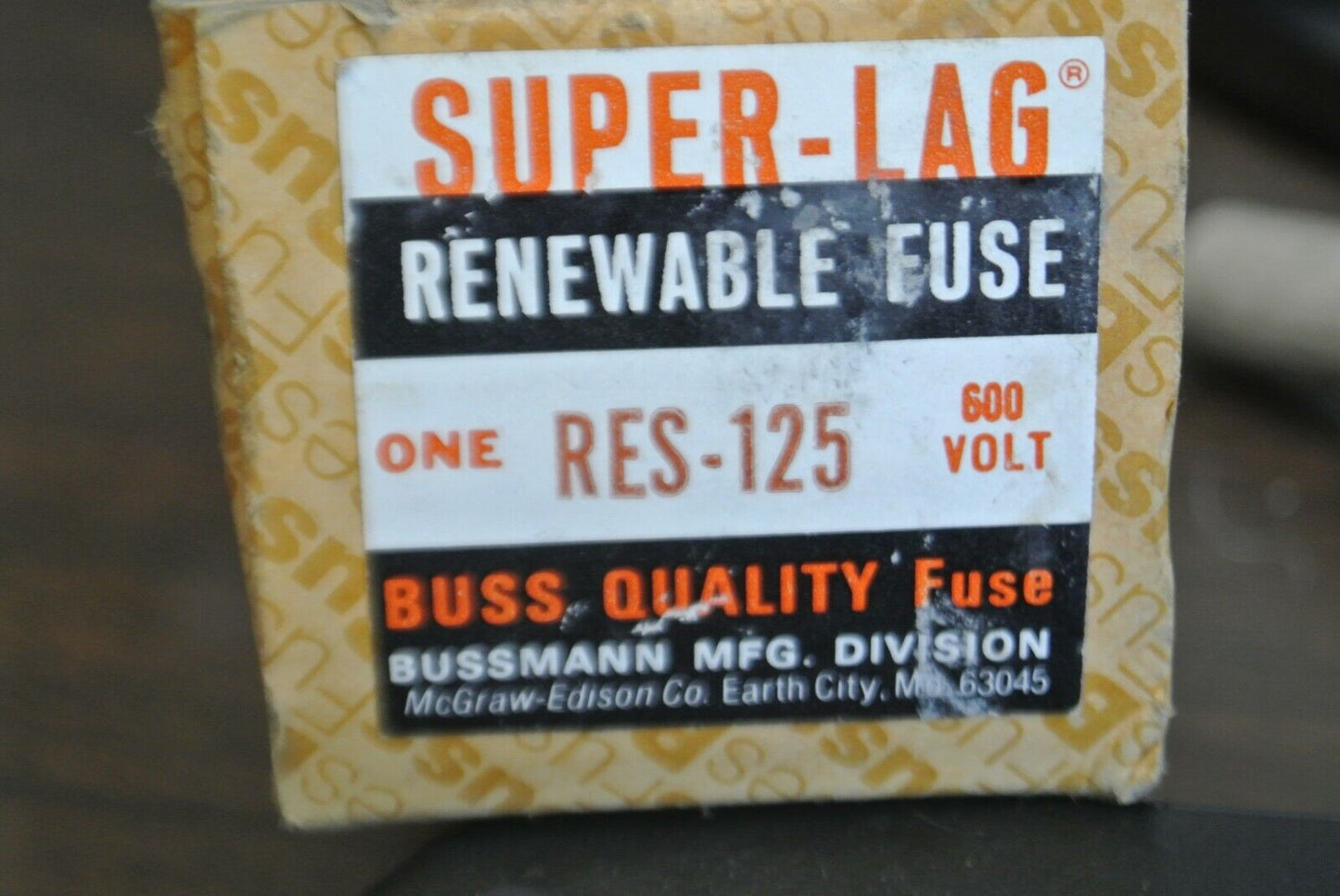 BUSS RES-125 SUPER-LAG RENEWABLE FUSE / 125A / 600V / NEW SURPLUS