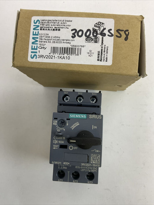 SIEMENS 3RV2021-1KA10 CIRCUIT BREAKER 9,0-12,5A