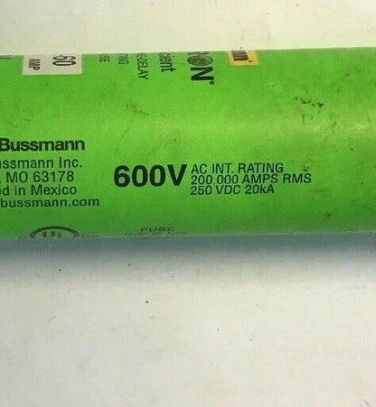 BUSSMAN FRS-R-60 AMP FUSETRON ENERGY EFF. 600V DUAL-ELEM TIME DELAY CLASS RK5