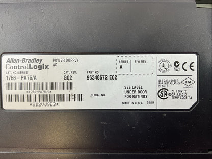 ALLEN-BRADLEY 1756-PA75 SER A CAT REV G02 POWER SUPPLY AC