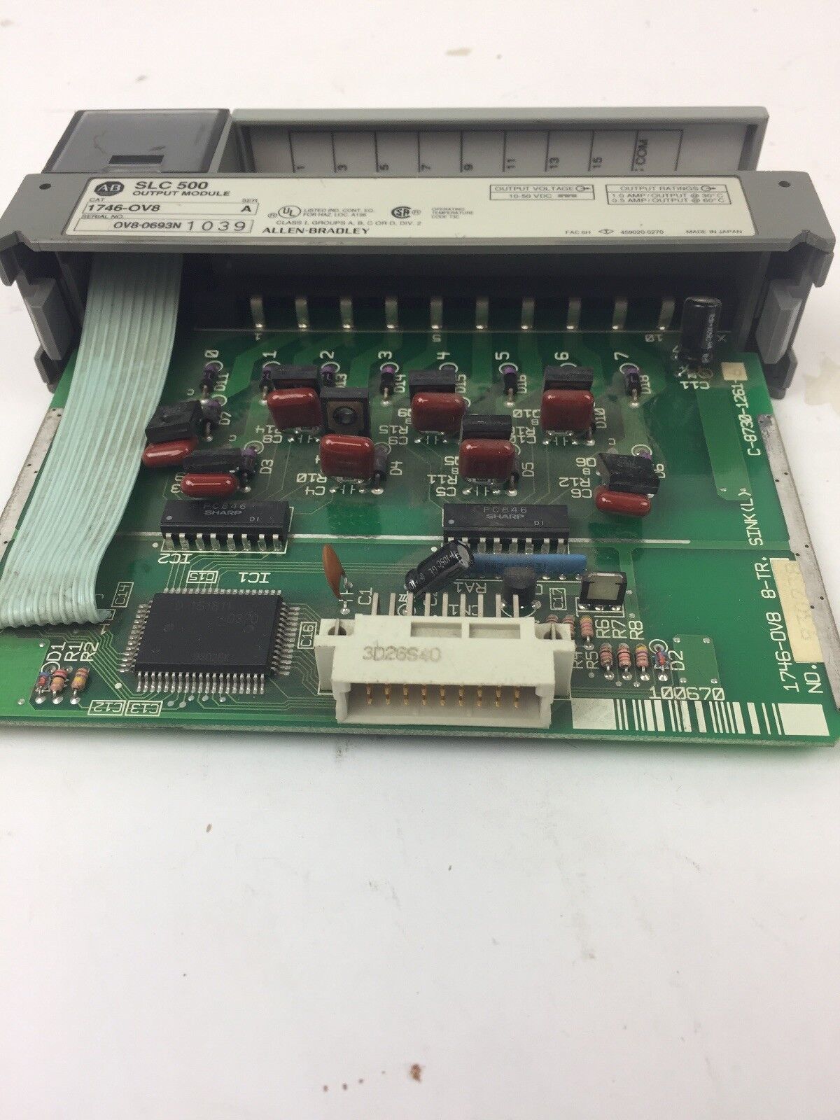 ALLEN BRADLEY 1746-0V8 OUTPUT MODULE SLC 500 SER A 10-50VDC 1.0AMP