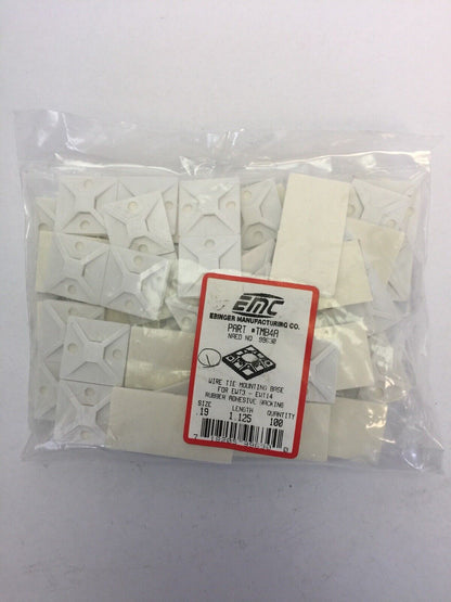 EMC TMB4A WIRE TIE MOUNTING BASE SIZE 0.19 LENGTH 1.125 FOR EWT3 (BAG OF 100)