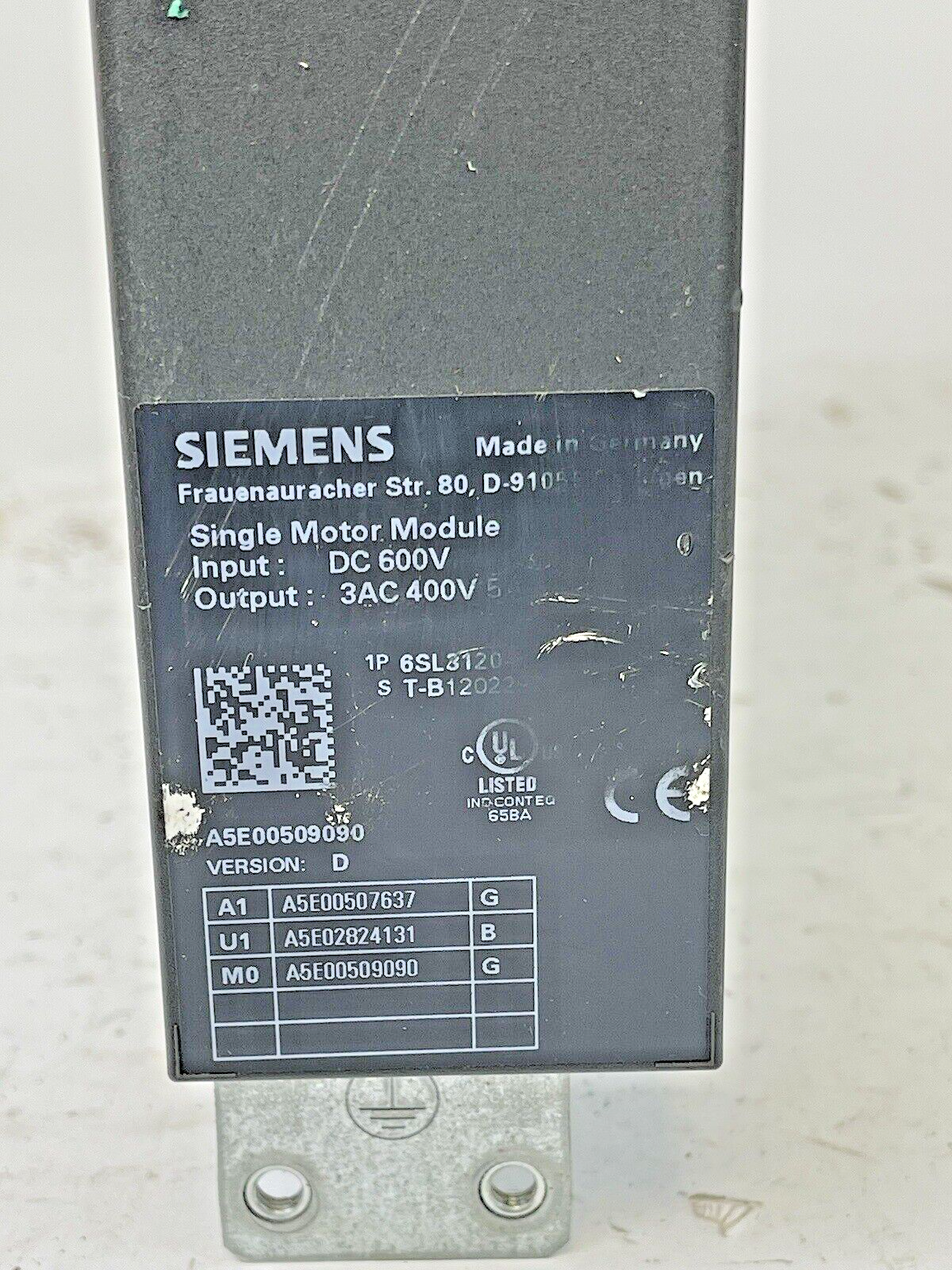 SIEMENS - 6SL 3120-1TE15-0AA3 SER. D - SINAMICS SINGLE MOTOR MODULE - 5A