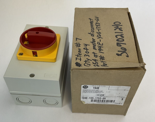 ALLEN BRADLEY 194E-Y25-1753-6N SER B LOAD SWITCH ENCLOSURE 25A