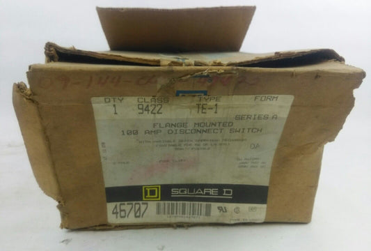 Square D 9422 TE-1 Series A Flange Mounted 100A Disconnect Switch 3P Non Fusible